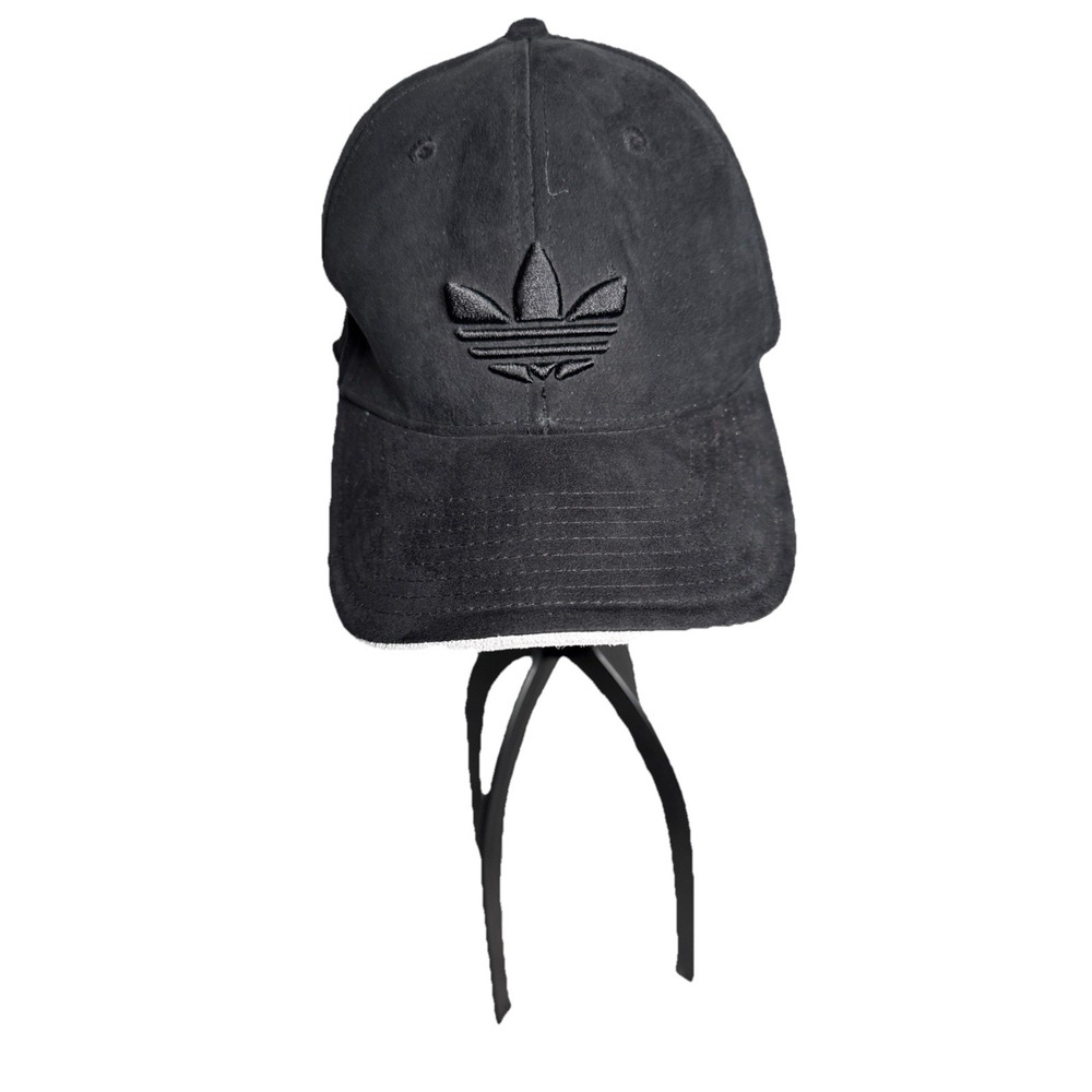 Vintage Adidas Trefoil Embroidered Logo Hat Cap Black Fitted 5-7 Small